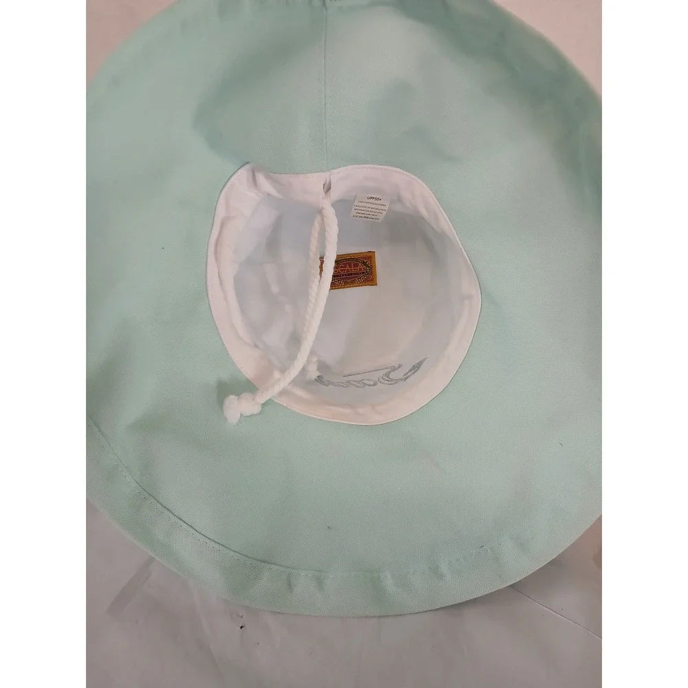 Scala Collezione Mint Green Scout Embroidered UPF 50+ Cotton Wide Brim Sun Hat